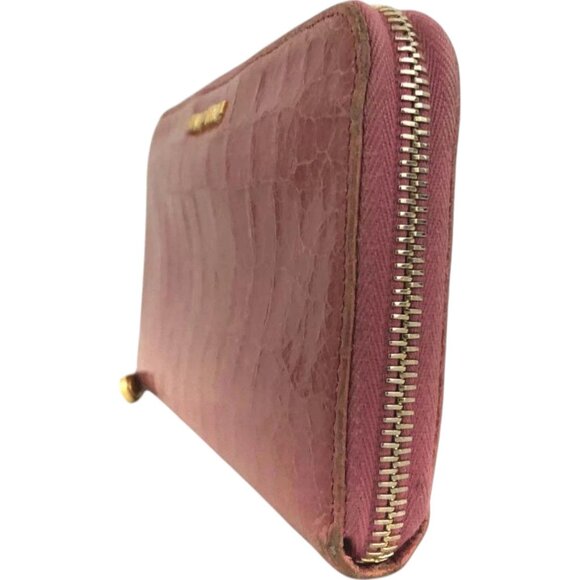 (L1) Authentic Miu Miu Wallet Long Embossed Pink Leather Luxury Vintage Designer - Picture 3 of 9